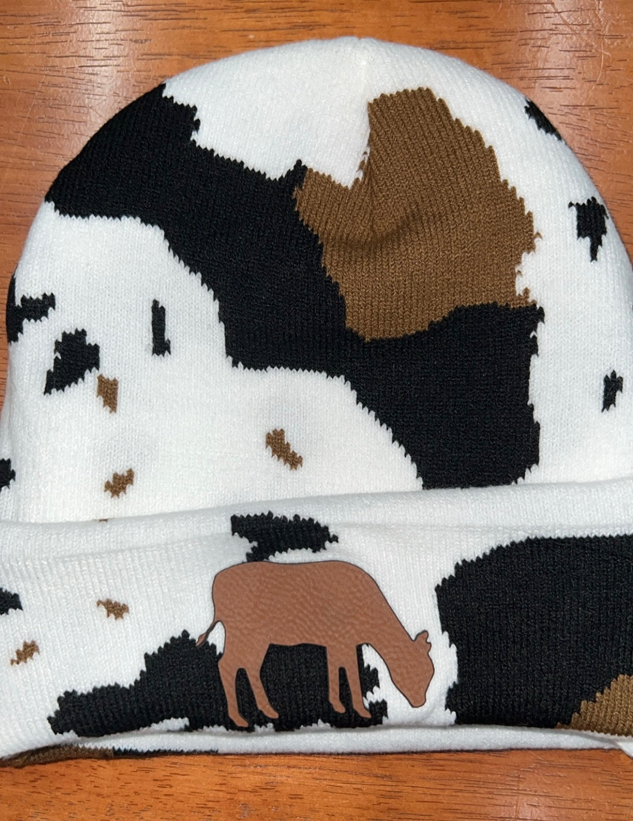 Cow print hat or beanie